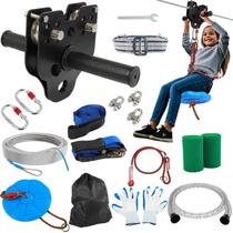 Kit de tirolesa OLenyer 24 m 180 kg com carrinho removível e segurança