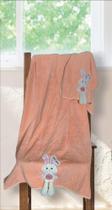 Kit de toalha microfibra banho rosto praia bordado coelho felpuda aveludada