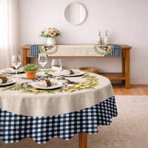 Kit de Toalha Redonda 140x140cm Mais Caminho de Mesa140x40 cm Feliz Pascoa Diversas Estampas Kit de Toalha Redonda 140x140cm Mais Caminho de Mesa140x40 cm Feliz Pascoa Diversas Estampas