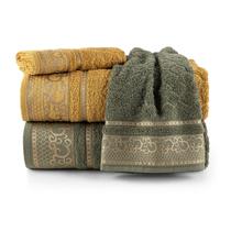 Kit De Toalhas 2 Banhos e 2 Rostos Eudora Ocre e Oliva