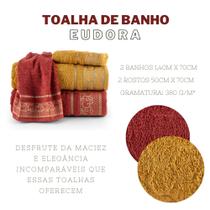 Kit de Toalhas 2 Banhos e 2 Rostos Eudora Ocre e Tango