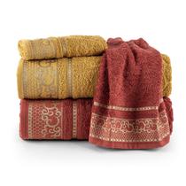 Kit De Toalhas 2 Banhos e 2 Rostos Eudora Ocre e Tango