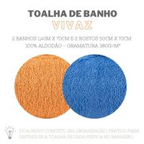Kit de Toalhas 2 Banhos e 2 Rostos Vivaz Azul Anil e Laranjeira - EFFRONTE - CASA COM AMOR