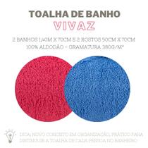 Kit de Toalhas 2 Banhos e 2 Rostos Vivaz Azul Anil e Magenta