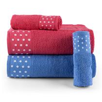 Kit De Toalhas 2 Banhos e 2 Rostos Vivaz Azul Anil e Magenta