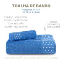 Kit de Toalhas Banho e Rosto Vivaz Azul Anil - RA- Casa Com Amor