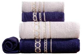 Kit de Toalhas de Banho 5 Peças 420g/m² Marinho/fendi Romance Sonhare Prata Kit de Toalhas de Banho 5 Peças 420g/m² Marinho/fendi Romance Sonhare Prata