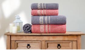 Kit de Toalhas de Banho 5 peças Romance Sonhare Prata Sultan Kit de Toalhas de Banho 5 peças Romance Sonhare Prata Sultan