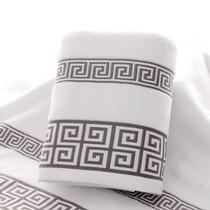 Kit de Toalhas de Banho e Rosto, 2 Peças, Branco com Desenho Geométrico, 70x140cm