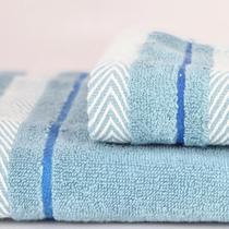 Kit de Toalhas de Banho e Rosto Azul, 2 Peças, Padrão Sólido, Toalha de Banho 70x140cm