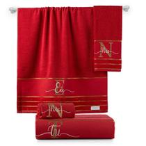 Kit de Toalhas de Banho e Rosto EU TU NÓS Premium Kit 4 peças Banhão Algodão Percal 400 fios Decoração