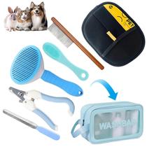 Kit de tosa para pets 6 peças com escova autolimpante e cortador de unhas Kit de tosa para pets 6 peças com escova autolimpante e cortador de unhas