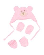 Kit de Touca de Ursinho, Par de Luvas e Par de Meias em Plush Feminino - 3 Unidades Kit de Touca de Ursinho, Par de Luvas e Par de Meias em Plush Feminino - 3 Unidades