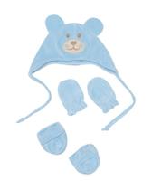Kit de Touca de Ursinho, Par de Luvas e Par de Meias em Plush Masculino - 3 Unidades Kit de Touca de Ursinho, Par de Luvas e Par de Meias em Plush Masculino - 3 Unidades