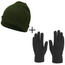 Kit De Touca Estilo Beanie + Luva Lã Lisa Básica Premium Par