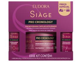 Kit de Tratamento Capilar Eudora Siàge Pro Cronology Máscara Potencializador de Nutrição Potencializador de Reconstrução