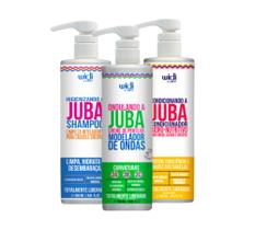 Kit de Tratamento Ondulando a Juba WIDIcare para Cabelos Ondulados, Shampoo 500ml, Condicionador 500ml, Creme Pentear 500ml