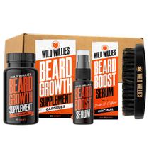 Kit de Tratamento para Barba Wild Willies - Sérum e Escova para Crescimento