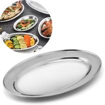 Kit de Travessa 30cm Aço Inox Rasa Oval Prata Para Servir Porção Kit de Travessa 30cm Aço Inox Rasa Oval Prata Para Servir Porção