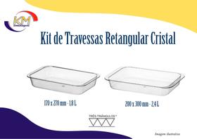 Kit de Travessas retangular cristal - Três Triângulos - comida caseira, restaurantes (9991748)