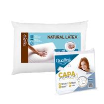 Kit de Travesseiro Enchimento em Látex Natural + Capa Impermeável com Zíper