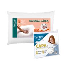 Kit de Travesseiro Enchimento em Látex Natural + Capa Impermeável com Zíper