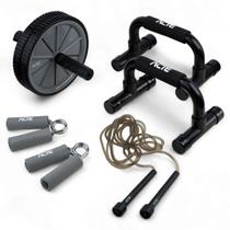 Kit De Treino Fitness Portátil Funcional Completo 4 em 1 Roda + Apoio + Corda + Hand Grip - Acte Kit De Treino Fitness Portátil Funcional Completo 4 em 1 Roda + Apoio + Corda + Hand Grip - Acte