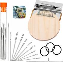 Kit de tricô portátil para remendo e cerzido com 21 ganchos