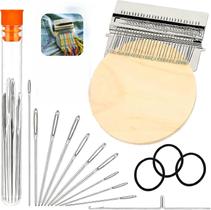 Kit de tricô portátil para remendos e cerzido com 28 ganchos