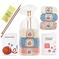 Kit de tricô Thoughtful Stitch para iniciantes com 100% algodão