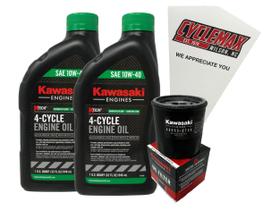 Kit de troca de óleo CYCLEMAX para Kawasaki com filtro e 2x946 ml 10W-40 Kit de troca de óleo CYCLEMAX para Kawasaki com filtro e 2x946 ml 10W-40