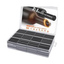 Kit De Tubos Termocontráteis Preto 3:1 Com 400 Peças, Mangas De Cabo Industriais Com Adesivo De Grau Kit De Tubos Termocontráteis Preto 3:1 Com 400 Peças, Mangas De Cabo Industriais Com Adesivo De Grau