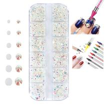 Kit De Unha Nail 1 caixa de Pedrinhas Branca + Caneta Pega Strass