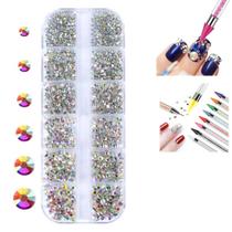 Kit De Unha Nail 1 caixa de Pedrinhas fruta cor Decoração + Caneta Pega Strass