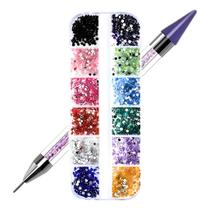 Kit De Unha Nail Pedrinhas Coloridas + Caneta Pega Strass top Kit De Unha Nail Pedrinhas Coloridas + Caneta Pega Strass top