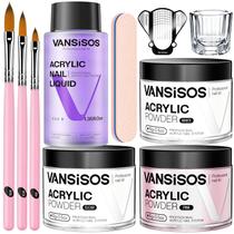 Kit de Unhas Acrílicas VANSISOS para Iniciantes - com 3 Cores de Pó