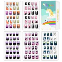 Kit de unhas Allstarry, 120 peças, capa completa pré-colada para crianças