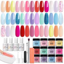 Kit de unhas AZUREBEAUTY Dip Powder 20 cores com camada superior/base