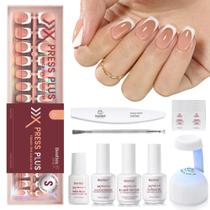 Kit de unhas beetles X Press Gel Short Square French Tip para mulheres
