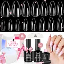 Kit de unhas Besetles Gel Nail Kit 600 unidades e 15 tamanhos com lâmpada UV