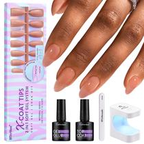Kit de unhas Btartbox Ammond Nail Tips com 150 unhas postiças e lâmpada