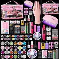 Kit de unhas de acrílico Wilfniee Beginners com mão prática e lâmpada UV