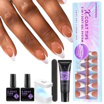 Kit de unhas de gel francês Btartbox Nails com 150 unidades de amêndoa marrom