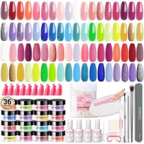 Kit de unhas Dip Powder AZUREBEAUTY 170 unidades com 36 cores e acessórios Kit de unhas Dip Powder AZUREBEAUTY 170 unidades com 36 cores e acessórios