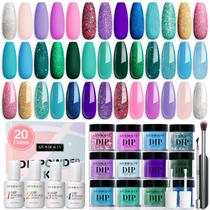 Kit de unhas Dip Powder AZUREBEAUTY, 29 unidades, inicial com 20 cores