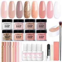 Kit de unhas Dip Powder AZUREBEAUTY 30 unidades com palitos de unhas e 8 cores