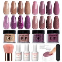 Kit de unhas Dip Powder AZUREBEAUTY 4 cores com base e camada superior Kit de unhas Dip Powder AZUREBEAUTY 4 cores com base e camada superior