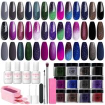 Kit de unhas Dip Powder AZUREBEAUTY Color Changing Glitter 20 cores Kit de unhas Dip Powder AZUREBEAUTY Color Changing Glitter 20 cores