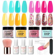 Kit de unhas Dip Powder AZUREBEAUTY Starter com 4 cores e bandeja