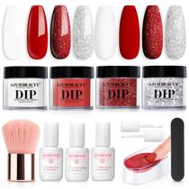 Kit de Unhas Dip Powder AZUREBEAUTY - Vermelho e Branco Kit de Unhas Dip Powder AZUREBEAUTY - Vermelho e Branco